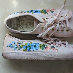 Keds x Rifle Paper Co Floral Embroidered Pink Shoes, Women's 8